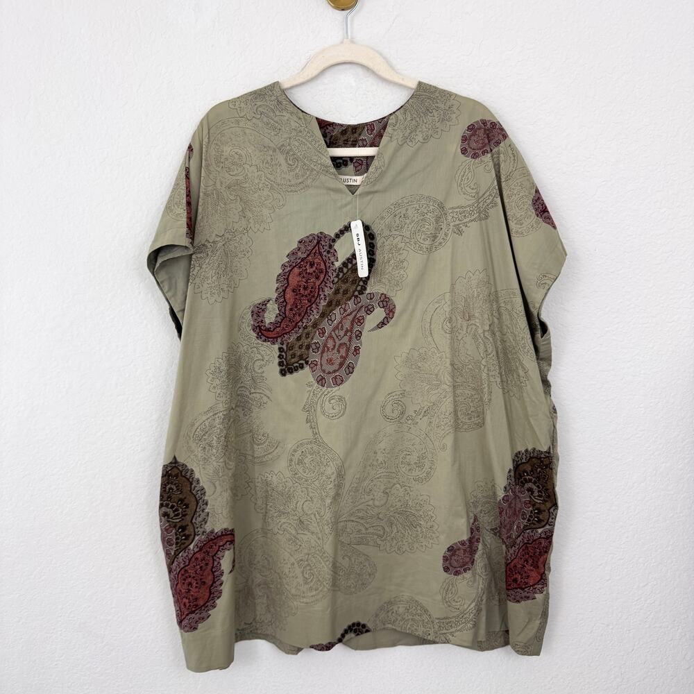 SBJ Austin Womens Mary Mini Dress One Size Paisley 100% Cotton Flowy Artsy Tunic